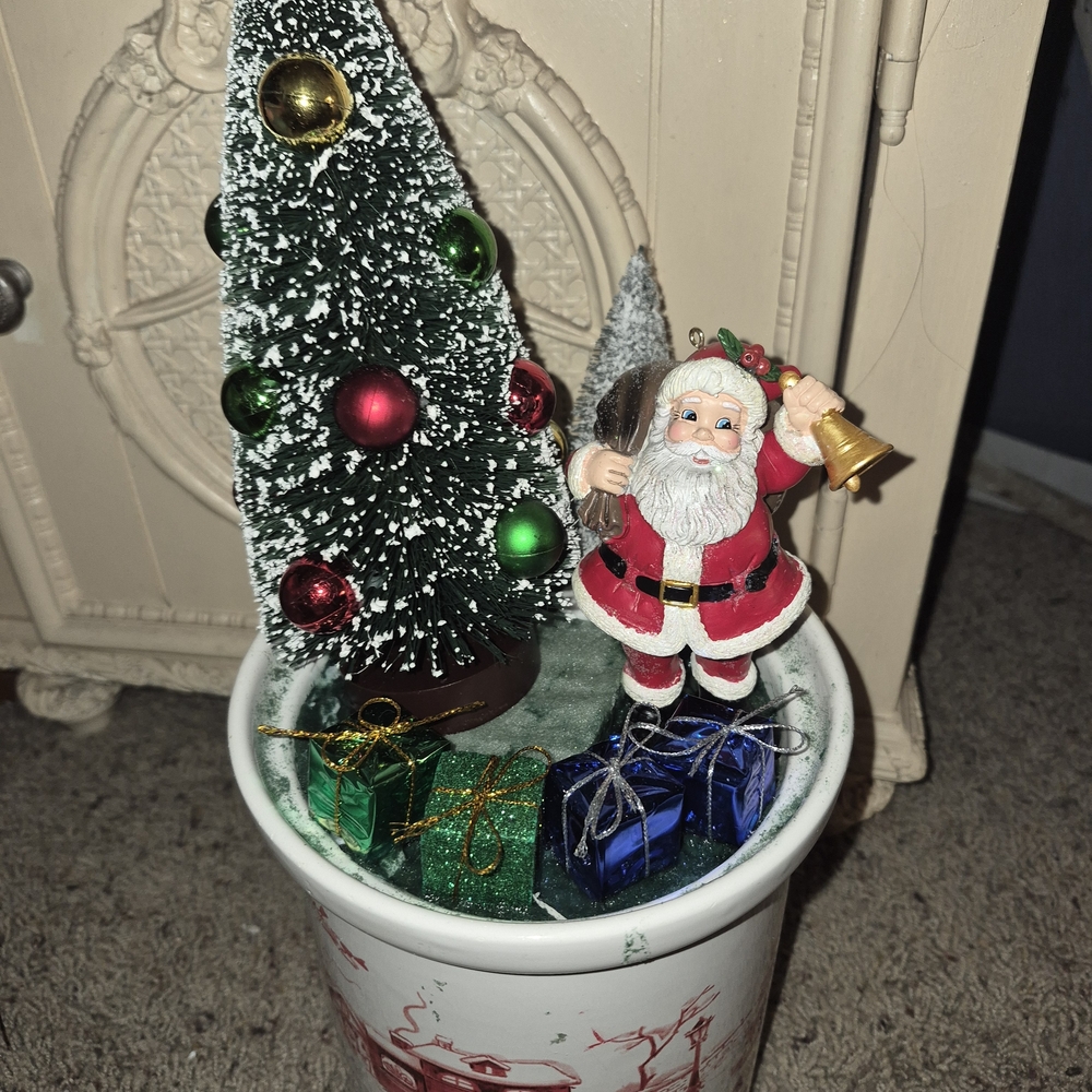 Charming Santa and Tree Holiday Ornament